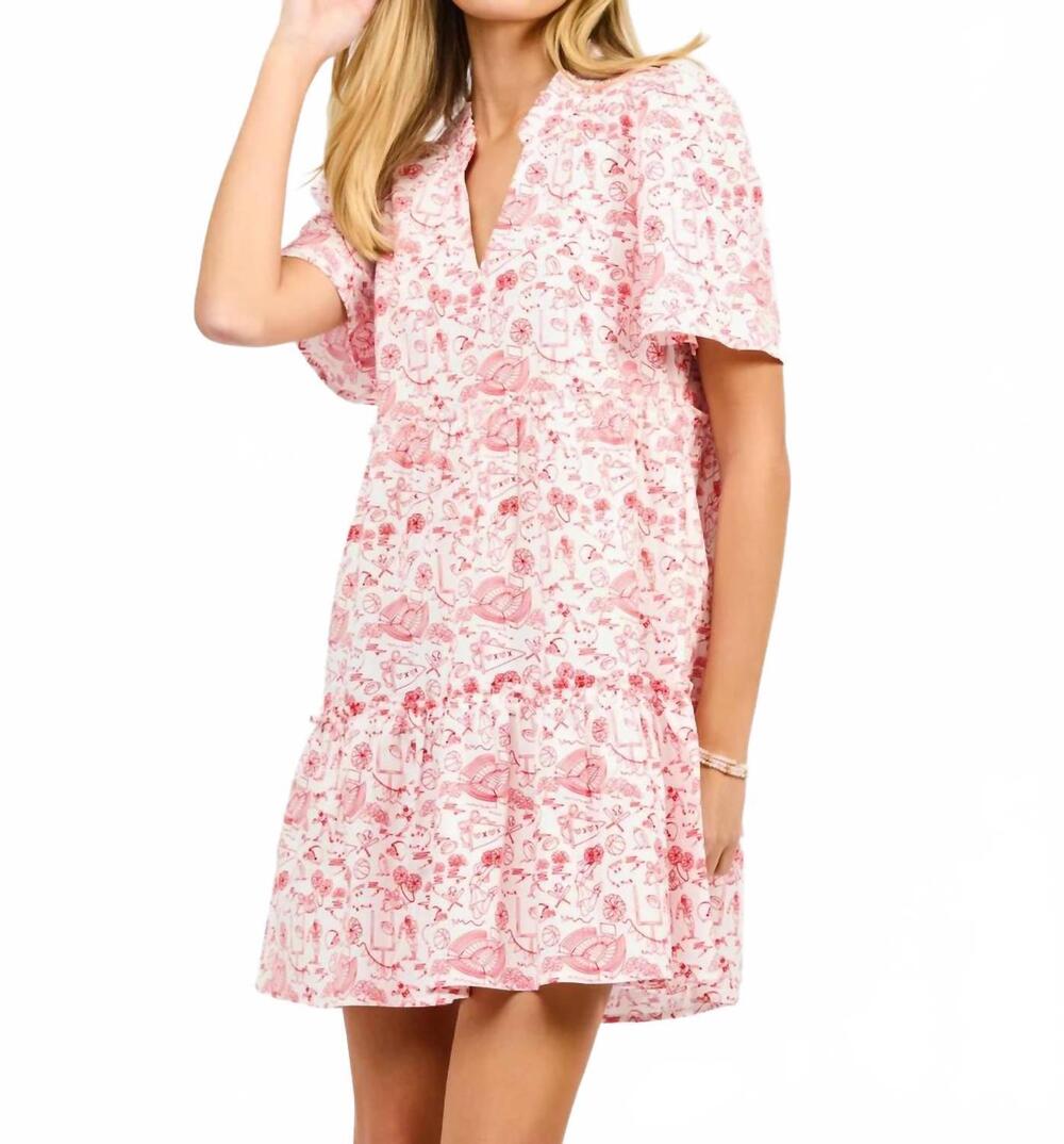 NEW MARY SQUARE ivy mini dress in team toile red